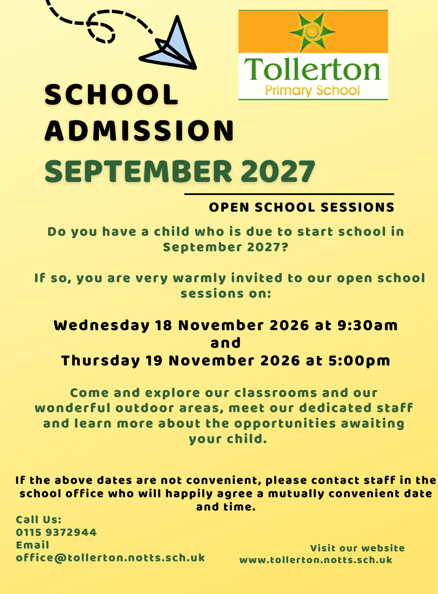 School Admission September 2027